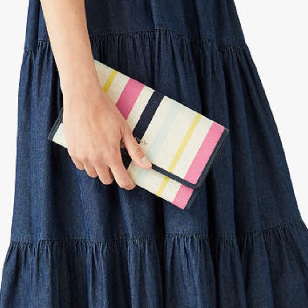 Kate Spade Roulette Breezy Stripe Chain Clutch - Picture 2 of 13